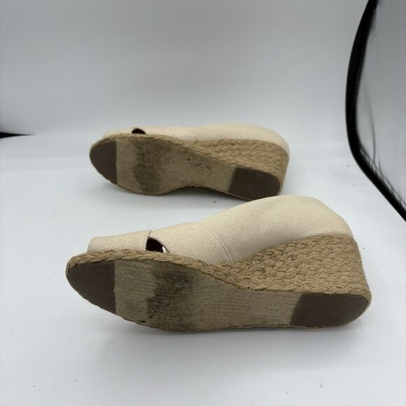 Adrienne Vittadini Sandals Womens 9.5 Bailee Espadrille Wedge Tan Peep Toe‎ B4 - Picture 10 of 10